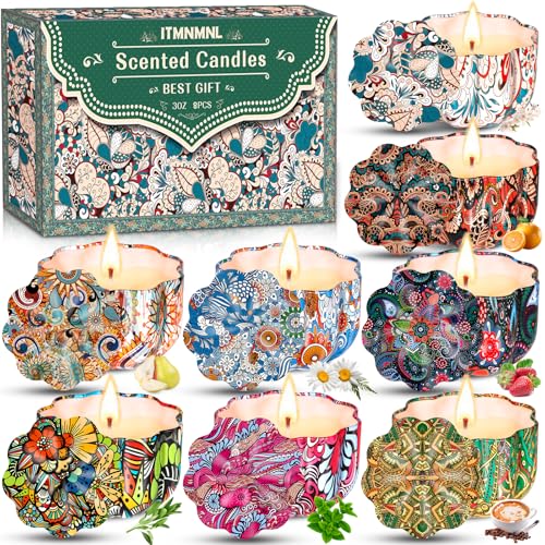 ITMNMNL Velas Perfumadas 8 Piezas Velas Aromáticas,Velas Aromaticas para Regalo,Vela Aromatica,Velas Decorativas,Vela Aromática,Velas Soja de Aromaterapia para Navidad,Fiestas,Yoga,Navideños,Madre