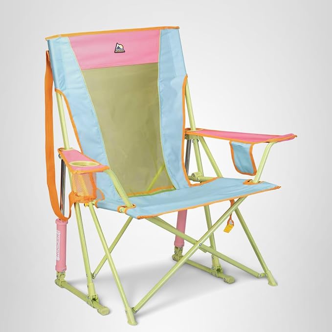 GCI Outdoor Comfort Pro Rocker Camping Chair | Portable Folding Rocking Chair with Durable Armrests & Drink Holder — Sweet Tea