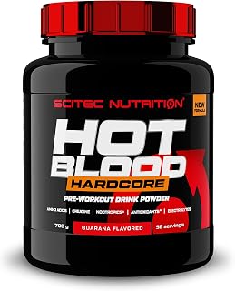 Scitec Nutrition Hot Blood Hardcore, pre-Workout Drink Powder with Amino acids and creatine, 700 g, Guarana