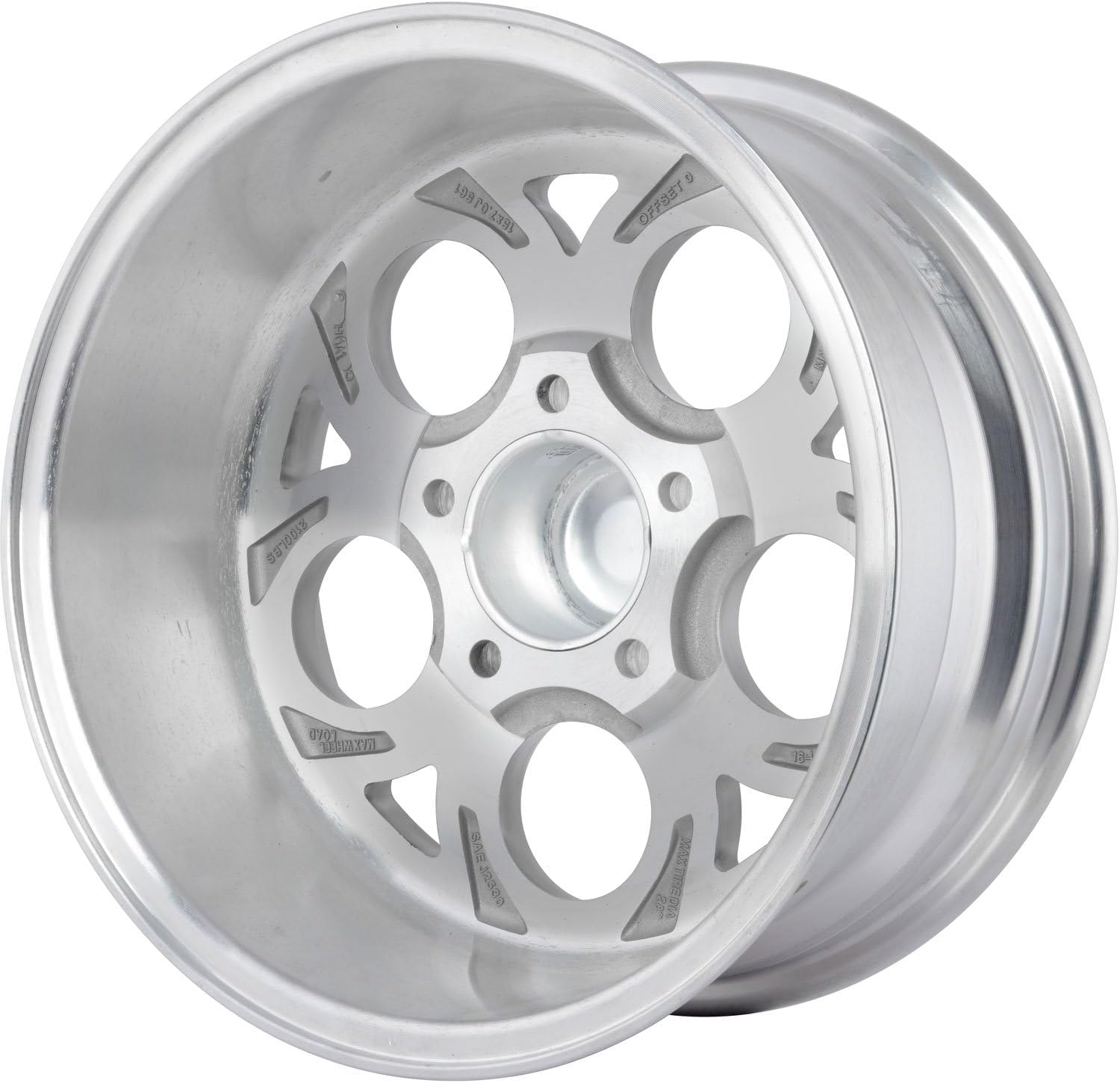 JEGS SSR Mag Wheel 15in.x 7in.| 5 x 4.75in.Wheel Bolt Pattern Spacing | 0 mm Offset | 4in.Backspacing | Polished Finish | 3.27in.Center Bore | Includes Center Cap