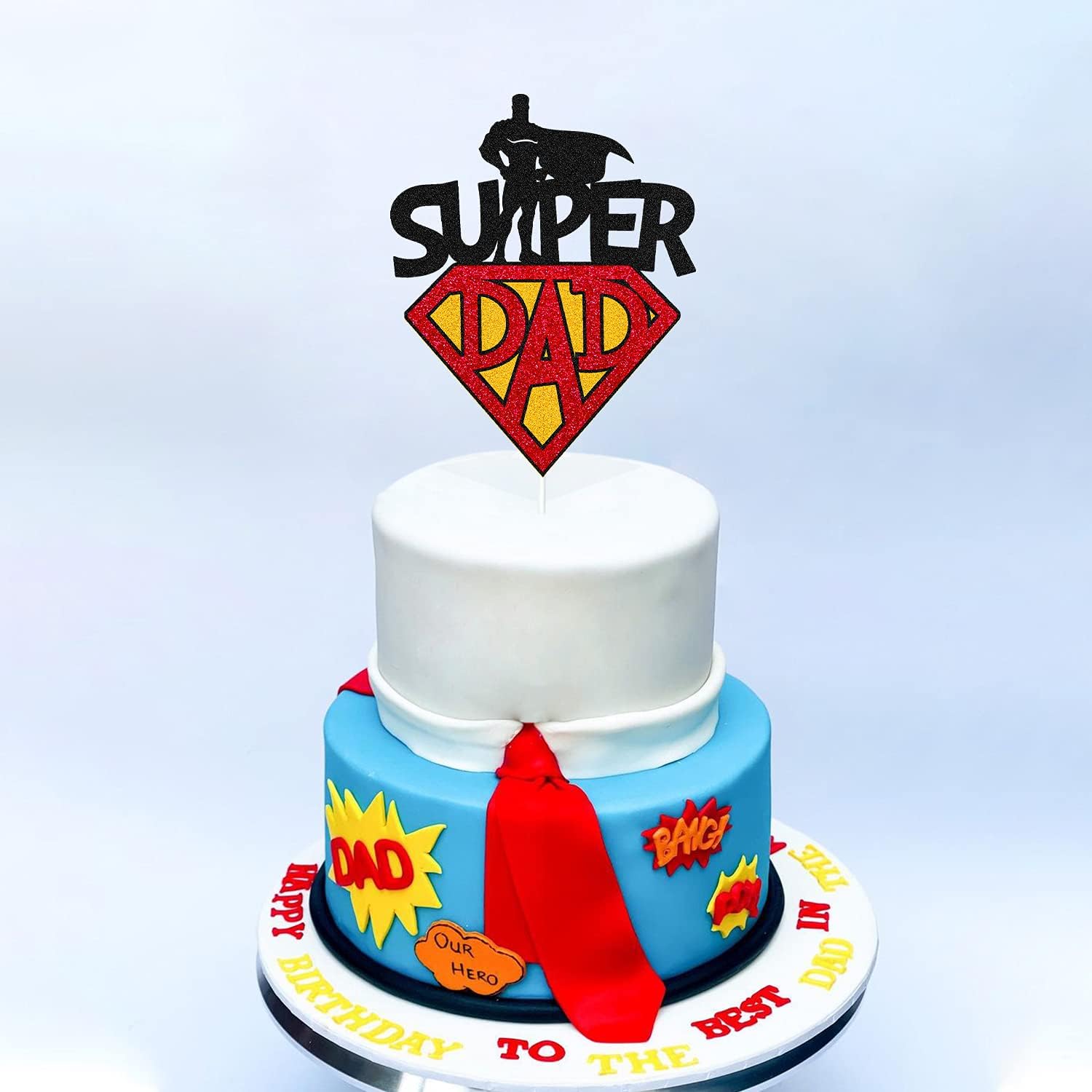 Amazon Com Wrilicyoki Decoracion De Pastel De Cumpleanos De Padre De Super Papa Decoracion De Pastel Para Super Heroe Papa Mejor Papa Hombre El Marido Padre Suministros De Fiesta De Doble Cara Con