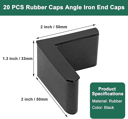 Miniatura 9 de Bivethoi 20 tapas de goma de 1-916 pulgadas  1.575 in, tapas de extremo de hierro angular, cubiertas de goma en forma de L, almohadillas de hierro