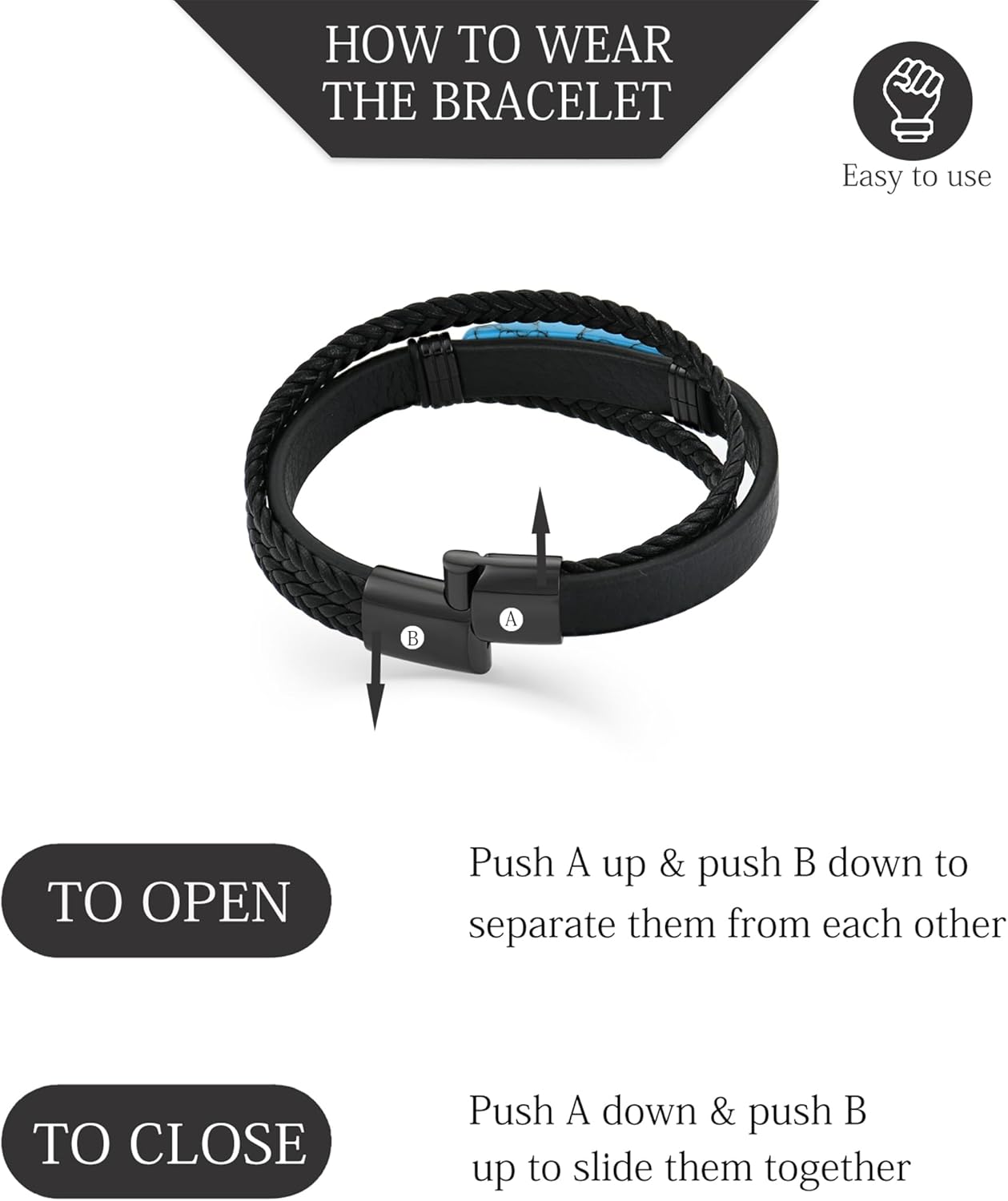 Turquoise Bracelet for Men Leather Men Bracelet - Image 6