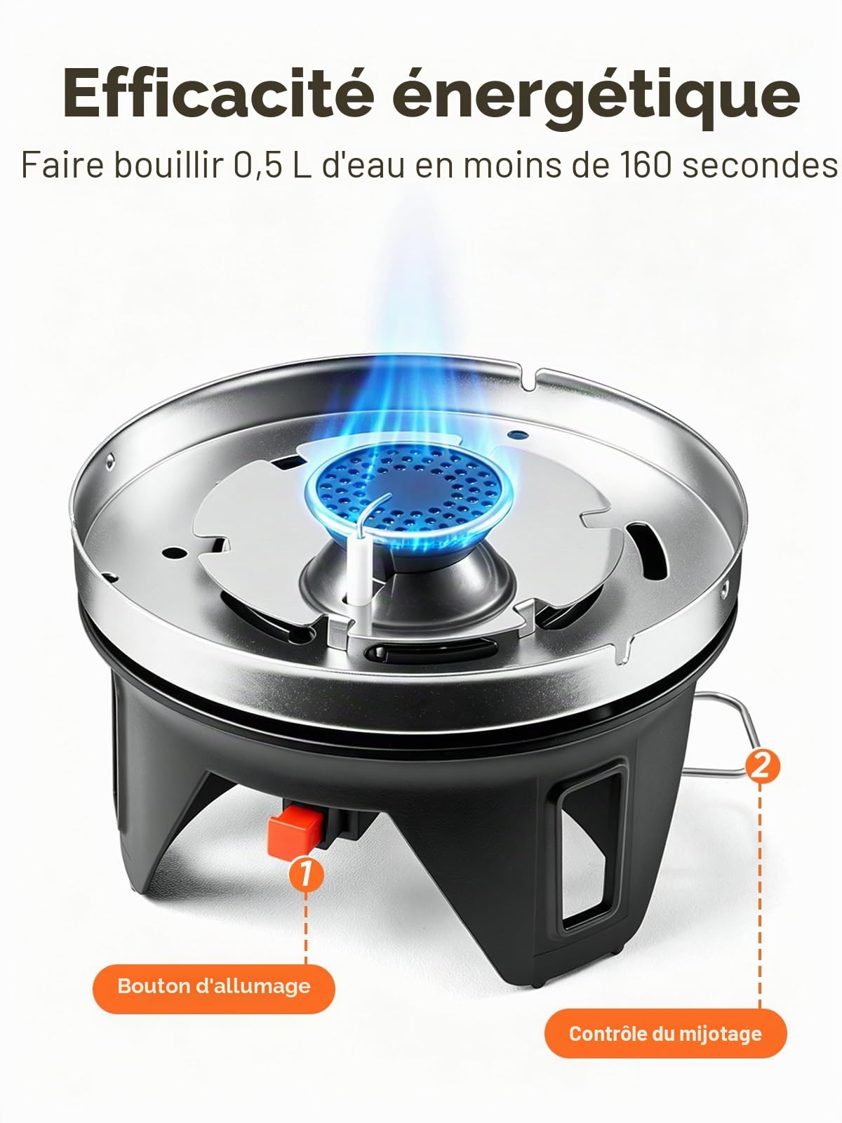 Odoland Backpack Camping Furnace, 1.4l Camping Cooking System, Casserole de Camping Portable avec Cuisinière à Gaz pour La Randonnée, La randonnée, La pêche, La Chasse et Les Urgences