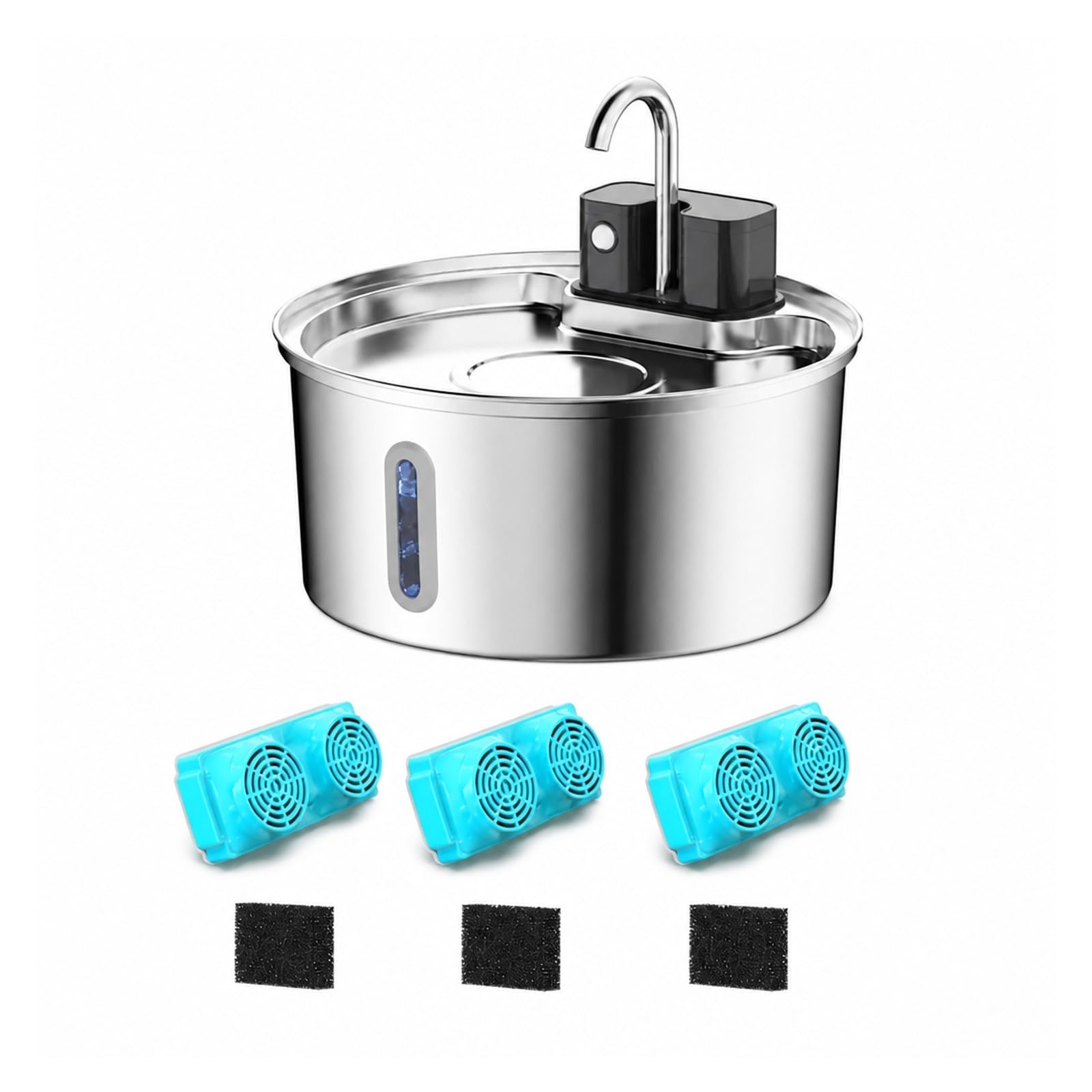 Fuente de agua para gatos de acero inoxidable con sensor inteligente de movimiento de 3,2L