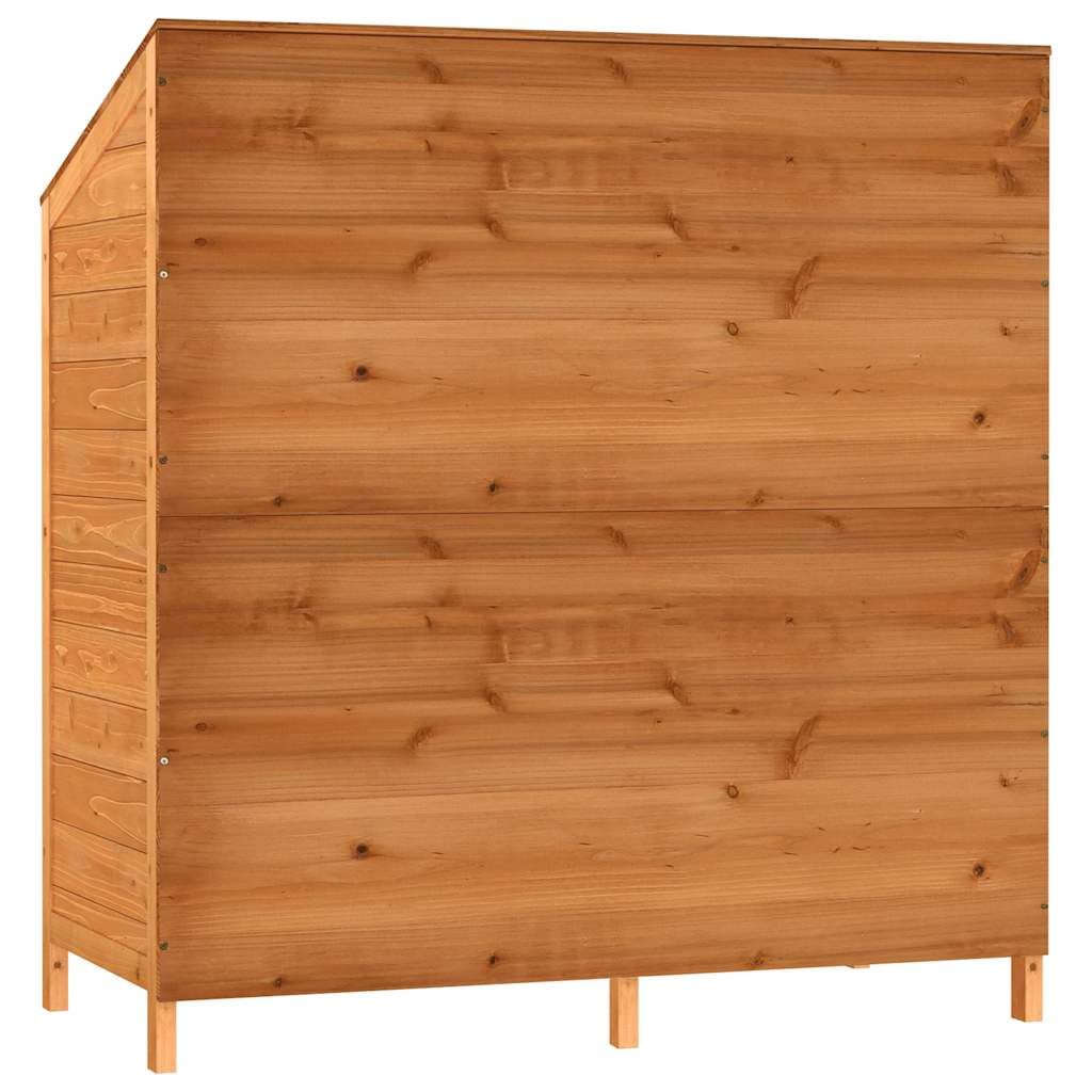 Szopa ogrodowa, brązowa, 102 x 52 x 112 cm, z litego drewna, odporna na warunki atmosferyczne, schowek, zamykana, domek na narzędzia ogrodowe, kosiarki, rowery, kosz na śmieci, przechowywanie