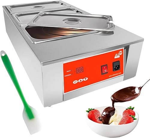 ALDKitchen Olla para derretir chocolate Máquina de temple de chocolate con control digital 3 tanques para 27 libras (26.5 lbs) de chocolate 110 V