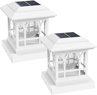4x4 Post Solar Lights Crackle Glass Solar Post Cap Lights 20 Lumens