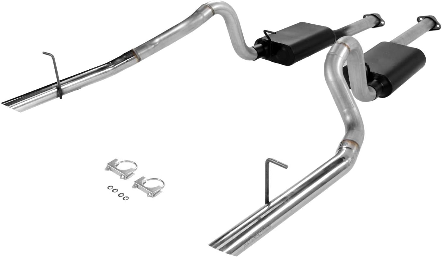 Flowmaster 17212 American Thunder Cat-Back Exhaust Kit 2.5 Inch Aluminized Steel Polished 304 Stainless Steel Tips Compatible with 1994-1997 Ford Mustang GT and Cobra with 4.6L or 5.0L engine