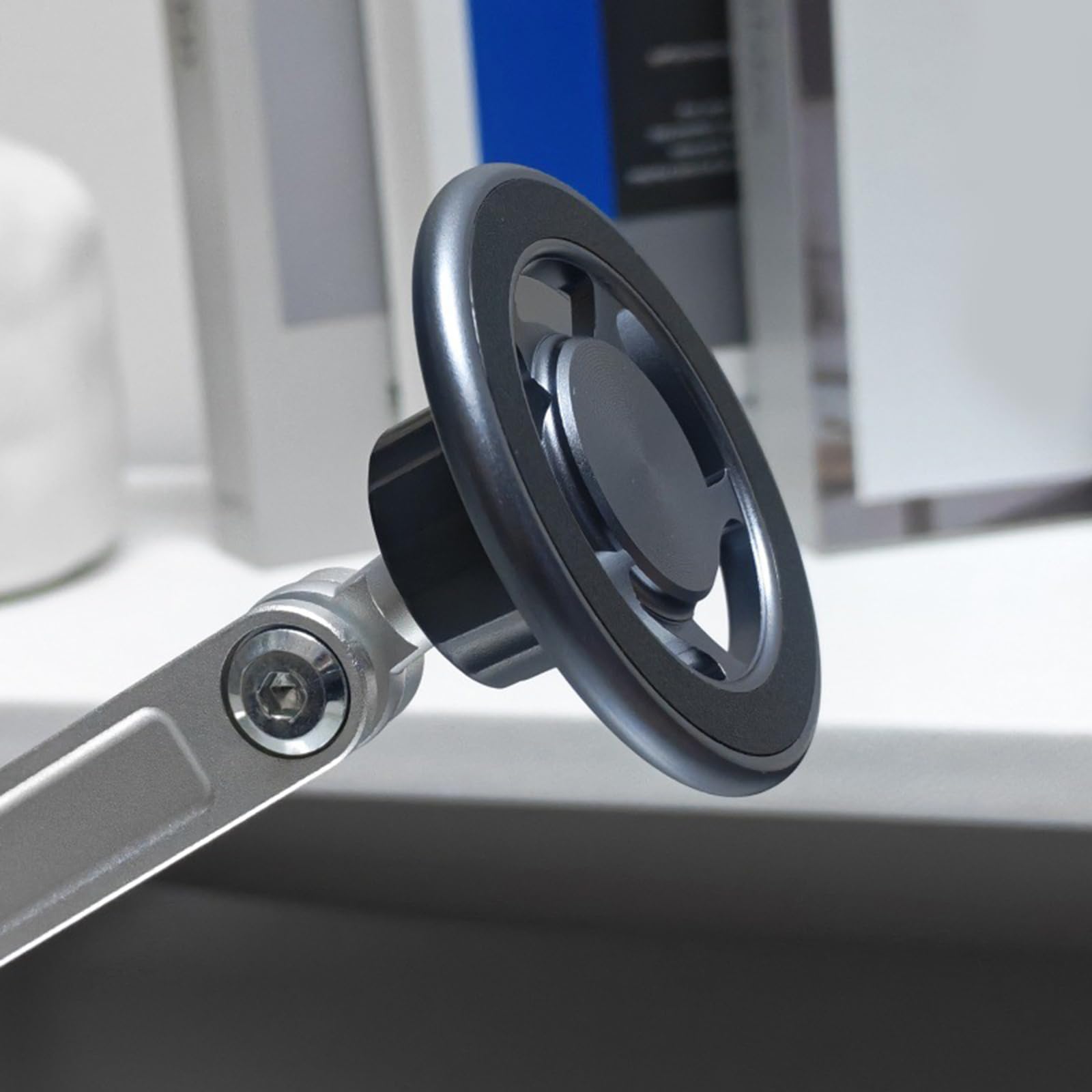 Supporto per telefono in alluminio, girevole a 360°, Silver | Supporto magnetico per telefono in alluminio con regolazione in altezza per tablet e smartphone