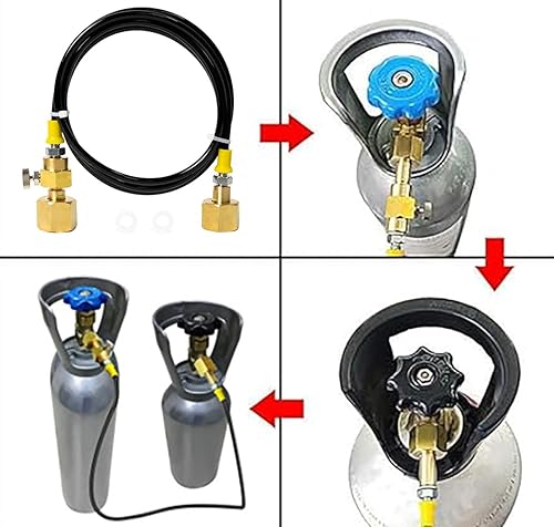 Miniatura 6 de Adaptador de carga de estación de llenado de tanque de CO2 con manguera de 60 pulgadas apto para llenado de máquina de soda CGA320 a CGA320 Tanque