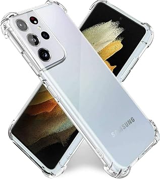 Cover Camera Protected Antishok Airbag Corner Protected Silicone Transparent Case Compatible with Samsung Galaxy S21 Ultra
