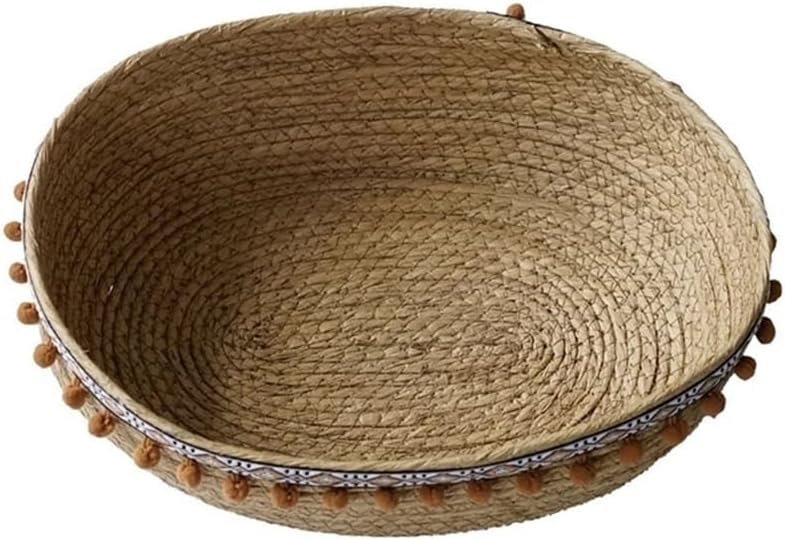 Luopan Storage Accessories, 1-Pack, Outdoor Natural Willow Straw Picnic Storage Basket, Garden Wall Flower Pot, Home Decoration Container(M 28 x 21 x 9cm)