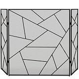 HOMCOM Pare Feu Cheminée Pliable 3 Panneaux 135L x 1,2P x 85H cm Noir...