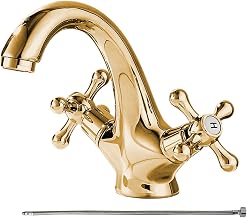 Grifo De Cocina | Grifo De Latón Para Lavabo De Baño Monomando Con Instalación De Un Agujero,Mezclador De Dos Mandos Con Manguera De 60 Cm Para Agua Fría Y Caliente Para Cuarto De