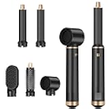 5 in 1 Hair Styler Curler & Air Dryer Brush, Low-Speed Negative Ionic Air Styler Drying, Multi Hair Styler, Professional Blow Dryer Brush for Curling Volumizing Straightening Styling (Black)