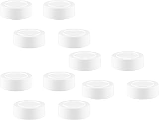 Mini Mason Jar Spice Lid Pack - Set of 12 White Polypropylene Plastic Mason Jar Lids, 48mm BPA-Free Plastic Lids for Mason Jars, Spice Jar Lid Set Made in the USA, Non-Rusting Jar Lids for Spices