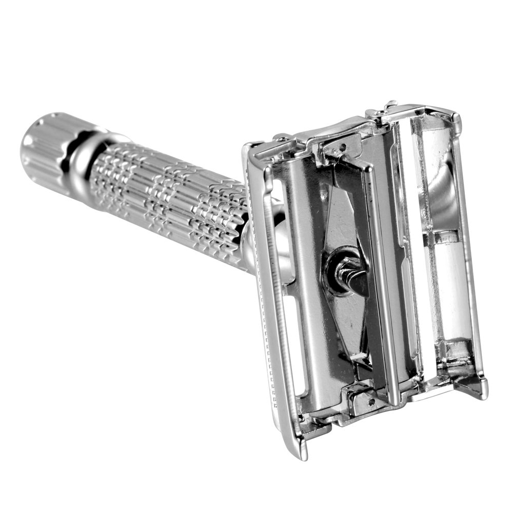 DORCO Metal Safety Razor with Travel Case, Black, 2 Piece Set - Image 3