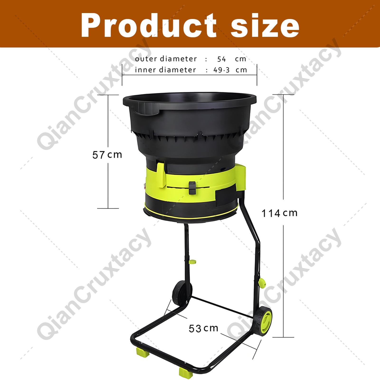 Trituradora de compost, trituradora eléctrica de hojas de jardín, trituradora portátil de 2500 W, amoladora automática de 8000 rpm, diámetro de embudo de 54 cm para limpieza de patio