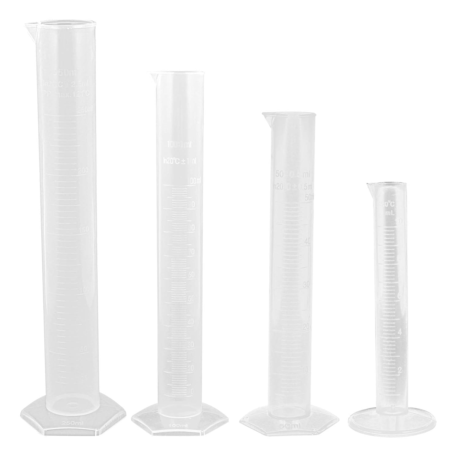 4pcs Graduated Plastic Measuring Cylinder Base for Labs Stable Design Markings for Liquid Measurement