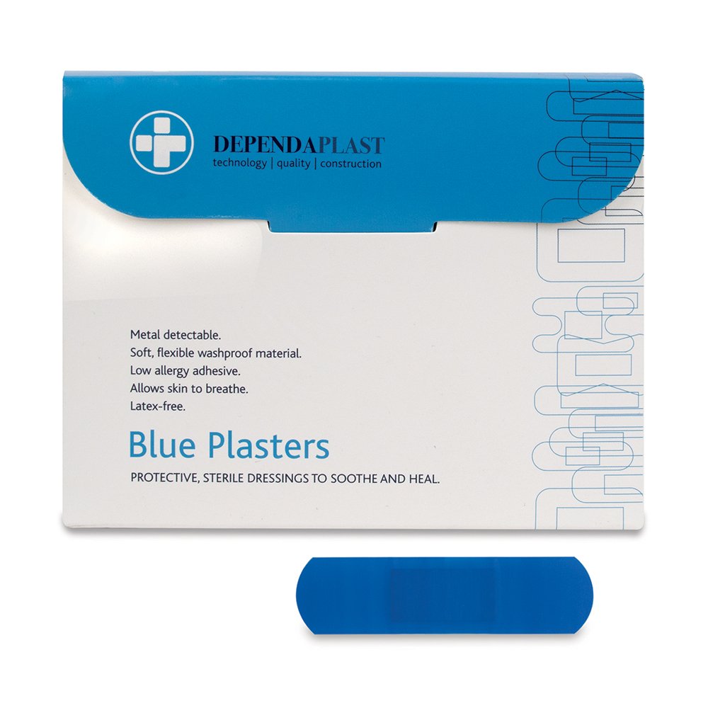 Reliance Medical Ltd - Dependaplast Blue Washproof Plasters 7.5cm x 2.5cm Box of 100