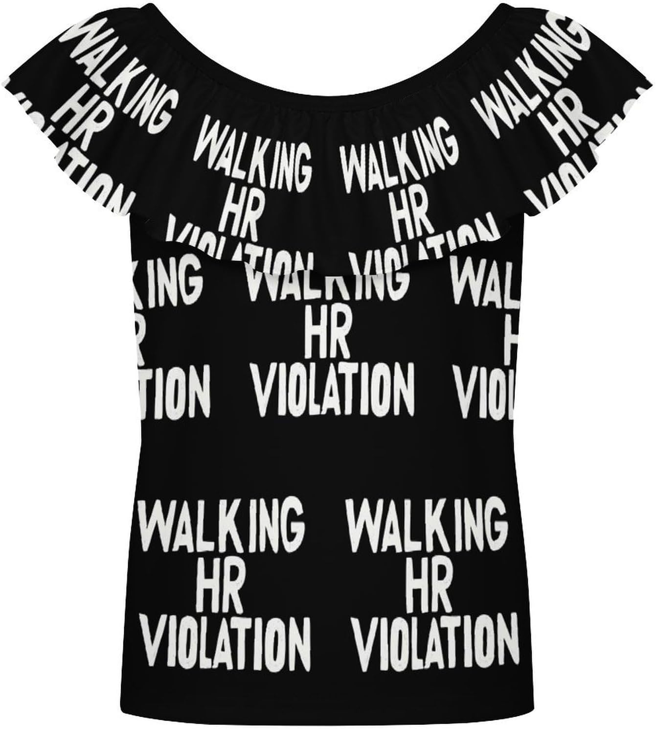Walking HR Violation Girls T-Shirts Top Ruffle Short Sleeve Blouse Casual Graphic Tees