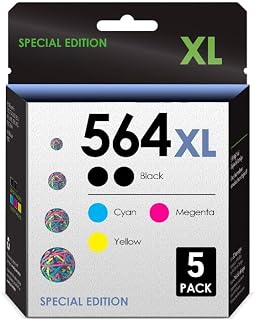 5-Star Compatible Replacement for HP 564XL. Works with Photosmart 7510 C5324 7515 7525 C410 C309 Printers. 5 Pack (Black, Cyan, Magenta, Yellow)