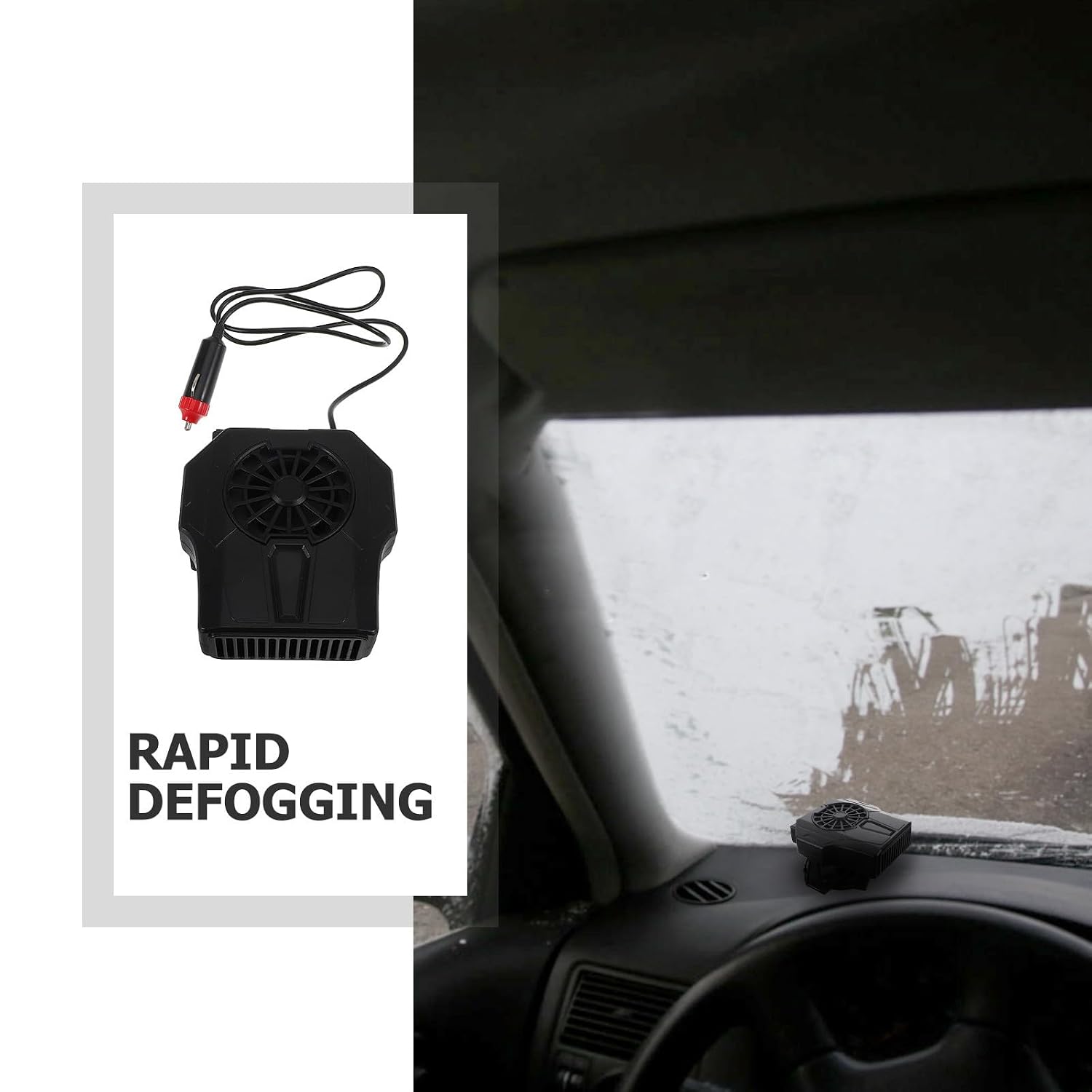 Amosfun Portable Car Defroster Heater and Easy Installation for Windshield with Quick Defrosting Abs and Metal Construction for Autumn and Winter Use Wide Compatibility
