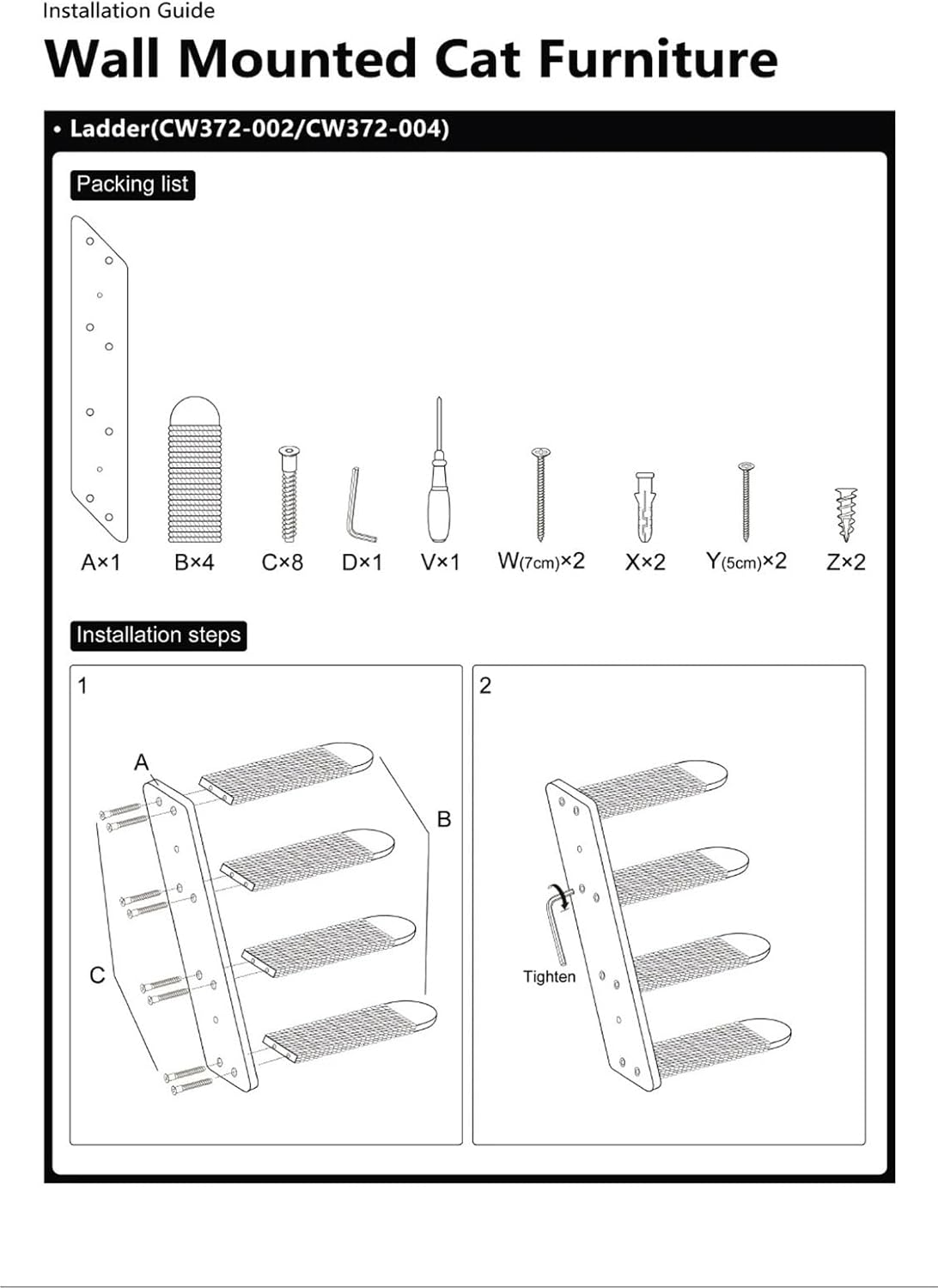 Wall Mounted Cat Climbing Stairs, Wood and Sisal Rope Scratching Ladder for Indoor Cats to Play and Rest