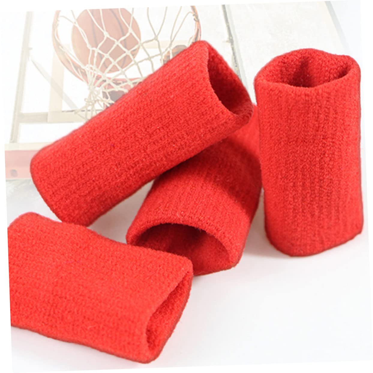 40pcs Nylon Finger Protective Cots for Sports High Elasticity Thumb Brace Set Finger Sleeves for Volleyball Badminton Black Red Injury Prevention and