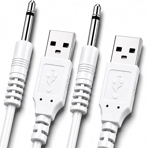 VibeMax (2 Pack) Massager Charger – Fast Charging USB Cable | 2.5mm DC Charger Cord