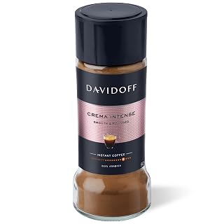 Davidoff Crema Intense Instant Coffee - 9/12 Intensity - 100% Arabica - 90G, Powder, Glass Bottle