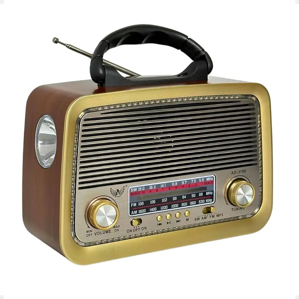 Rádio Am Fm Retro Vintage Recarregável 110v 220v Pilhas Portátil (Marrom)