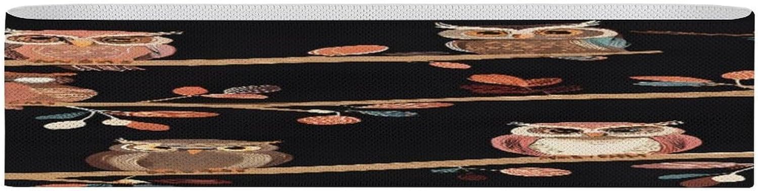 Non-Slip High Resistance Yoga Bands for Stretching, Extra Wide Exercise Bands for Women/Men, Cute Brown Cartoon Owls Yoga Straps, Physical Therapy Stretch Straps for Home Gym, Pilates & Rehab