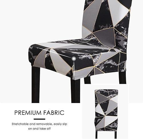 Vista 127 de Forcheer - Juego de 4 fundas elásticas para sillas de comedor con estampado elástico, lavable, extraíble, para cocina, hotel, restaurante