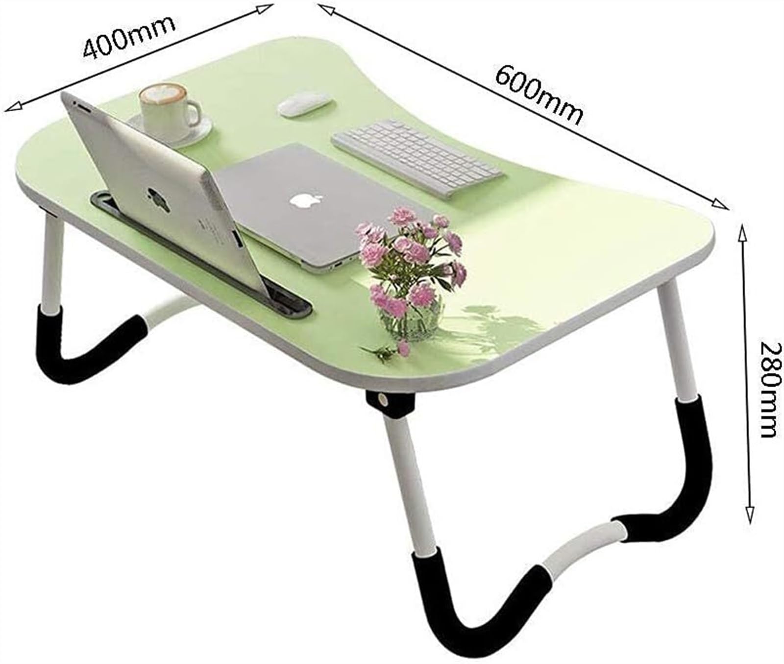 Tavolino da letto per computer portatile, scrivania per divano, colazione, scrivania pieghevole per caffè, notebook, supporto per lettura per divano (60 x 40 cm) (legno scuro