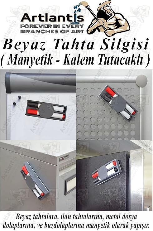 Yazı Tahta Silgisi Plastik Mıknatıslı 1 Adet Beyaz Yazı Tahtası Silgisi Manyetik Kaliteli Keçe Uçlu Silgi Okul Sınıf
