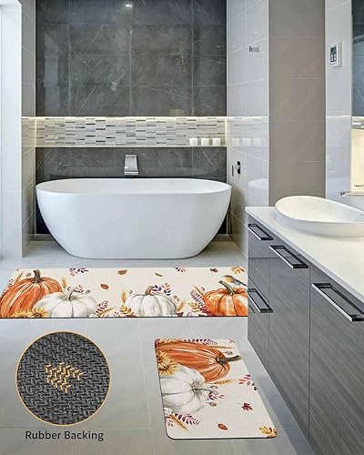 Miniatura 5 de Tapete de baño vintage con diseño de calabazas para bañera, antideslizante, de secado rápido y absorbente, con tierra de diatomeas, para fregadero