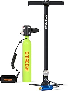 SMACO Mini Scuba Tank 0.5L Portable Small Diving Tank for Underwater Breathing Reusable Diving Cylinder up to 10 Minutes Dive Time Lung Diving Tank Emergency Rescue Pony Bottle S300