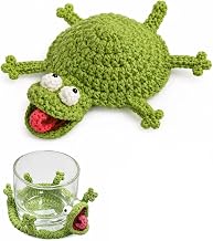 Handmade 3D Crochet Screaming Lizard Coaster, Funny 3D Reptile Mug Rug, Handmade Amigurumi Style Drink Mat for Desk Cute Animal Coffee Cup Coaster for Adult Gift