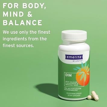 Emerita by Life-flo DIM Supplement, Balancing Support for Women with 100mg DIM Plus Calcium D-Glucarate and Broccoli Seed Extract, Not Tested on Animals, 30 Servings, 60 VegCaps