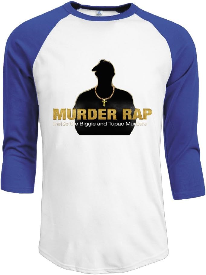 Mens Tupac 2PAC Murder Rap Three-Quarter Sleeve Midweight Jersey Tee Shirts Royal Blue