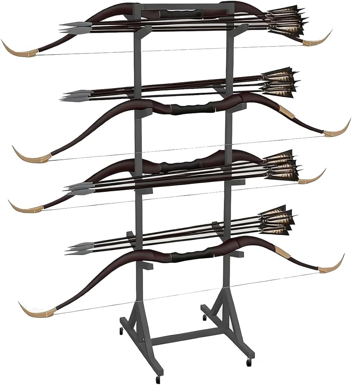 HOFSSI Commercial Rolling Archery Storage Rack, Heavy-Duty Placement Hanger for Bow and Arrow Display, Holds Multiple Bows for Hunting Enthusiasts