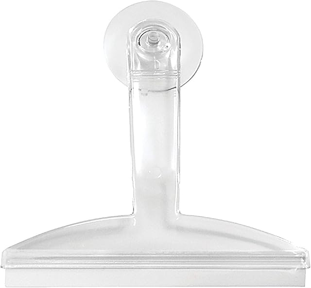 iDesign 22200 Shower Squeegee, Small Window Squeegee with Strong Suction Cup Made of Plastic, Practical Shower Screen Wiper with Wide Lip for Bathroom, Clear