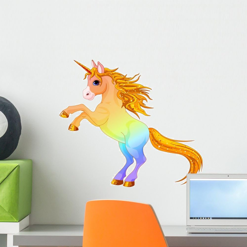 Wallmonkeys WM208028 Rainbow Colored Unicorn Peel and Stick