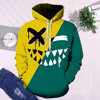 Unisex Funny Novelty Hoodie -3D Anime Graphic Printed Hooded Sweatshirt Pullover Hoodie with Pocket for Men and Women
