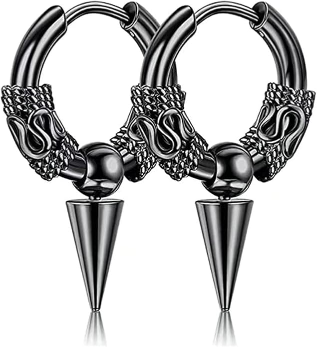 Boucles D'oreilles Creoles En Acier Inoxydable - Cercle Avec Cône - Pour Femme Et Homme - Hypoallergénique - Avec Sac Cadeau