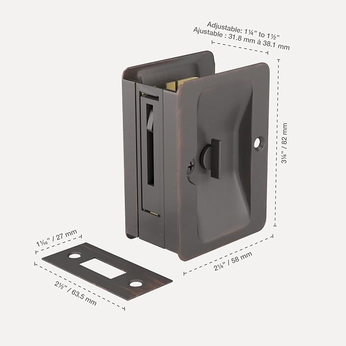 Tirador para puerta corrediza Richelieu rectangular bronce aceitado miniatura 3