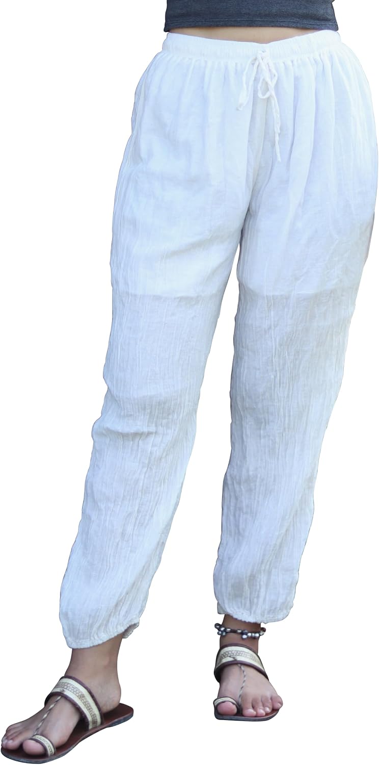Light Cotton Elastic Pullstring Tied Waist Pixie Girl Pants with Pocket