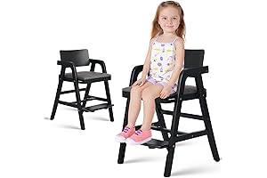 Wooden High Chair, Black | Kids Counter Height Chair
